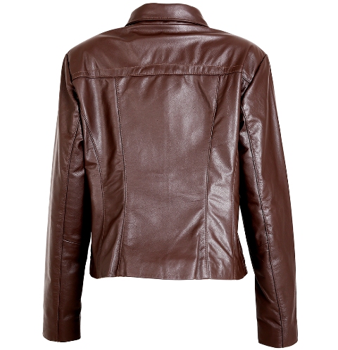 jaqueta marrom de couro feminina